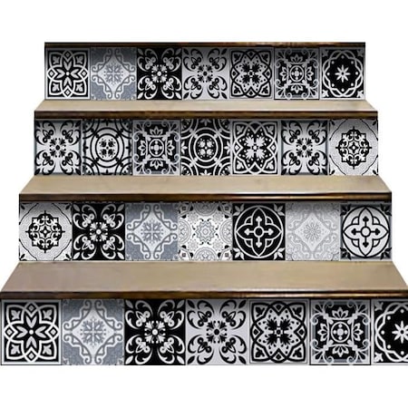 Homeroots 5 x 5 in. Black, White & Gray Mosaic Peel & Stick Tiles 399871